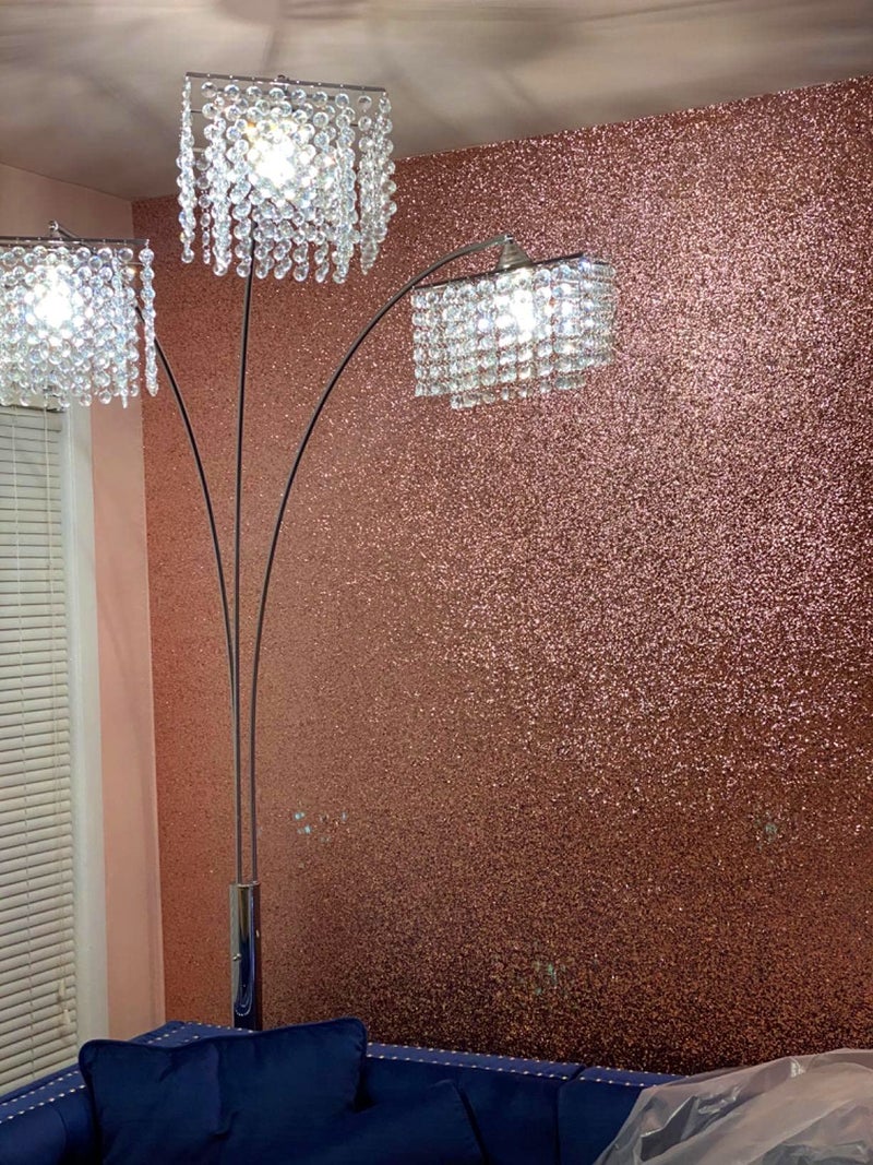 DHHOUSE Self Adhesive Rose Gold Chunky Glitter Wallpaper, Sparkle Glitter Wallpaper for Wall (17.4in x 16.4ft, Rose Gold) - Image 2